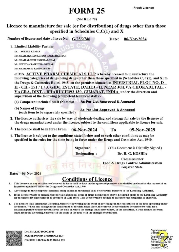 Licence to manufacture for sale